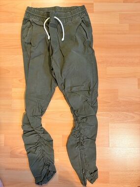 Men navy green zipper pants jogger
